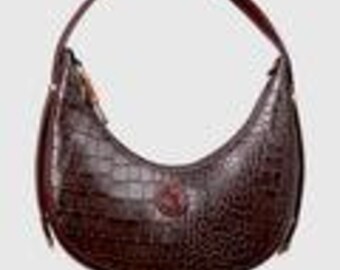 Crescent hobo-tas met reliëfleer met krokodillenleer, vintage schouderhandtas dames verstelbaar bandje