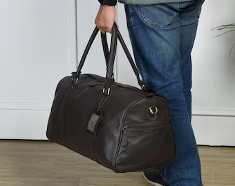 Handcrafted Buffalo Leather Duffle Bag: Travel Weekender, Full-Grain