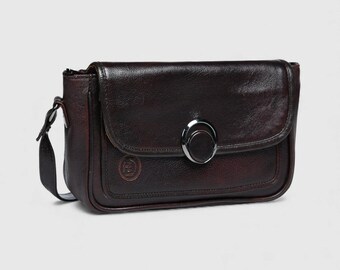Full-Grain Leather Crossbody Bag: Women's Shoulder Purse, Suede Lined, Zipper Pocket