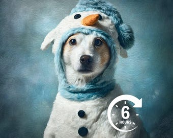 Custom Christmas Pet Portrait, Festive Outfit (Digital Download)
