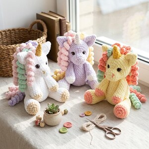 Unicorn Crochet Pattern, Cute Amigurumi Unicorn Pattern, Pastel Rainbow Unicorn Tutorial, Plush Animal PDF Pattern, Fantasy Horse Crochet