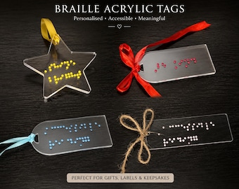 Personalised Acrylic Braille Tags | Custom Gift Tags, Name Tags & Decorations