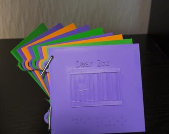 Braille Dear Zoo Sensory Book | 3D Printed Animals with Braille Labels | Accessible Learning Toy