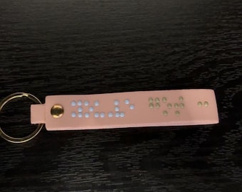Braille Faux Leather Keyring | Personalised Accessible Keychain | Custom Colours, Shapes & Sizes | Sensory Gift