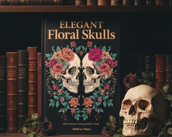 Livro de colorir Caveiras Florais, Arte Botânica Gótica (Download em PDF)
