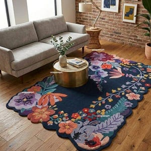 クリムトの花のラウンドフロアマットカラフルな花柄ラグ抽象的な花の