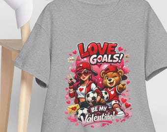 Love Goals Soccer Bears T-Shirt | Be My Valentine Heart Design