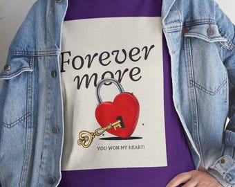 Forever More heart with key T-Shirt | vintage romance typography