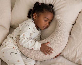 Moon Decorative Pillow for Baby's Room | Baby Pillow | Nursery Pillow | Children's Room Decor | Baby Gift | Corduroy, Waffle, Terry Cloth, Bouclé