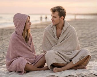 Hooded bath towel for adults | Sauna towel for women and men | XXL hooded towel | Beach towel poncho | Birthday gift