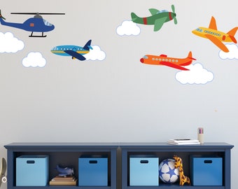 Airplane Decals, Boys Wall Sticker, Helicopter, Wall Stickers, Boys Room Decal