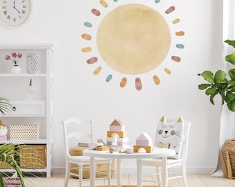 Rising Sun Wall Decal, Sun Wall Decal, Half Sun Decal, Boho Sun Decal, Nursery Decal