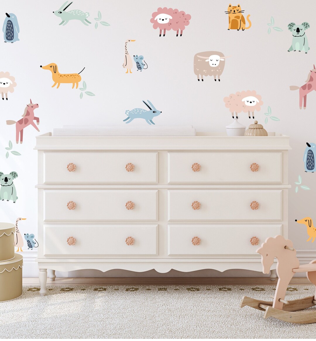 Cute Jungle Safari Animal Wall Decals, Kids Room Decal, Nursery Decor ...