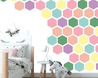 Hexagon Decals, Pattern Wall Decal, Pattern Wallpaper, Shape, Wall Stickers, Nursery Decal, Kids Room Decal, Pattern Wallpaper Decal