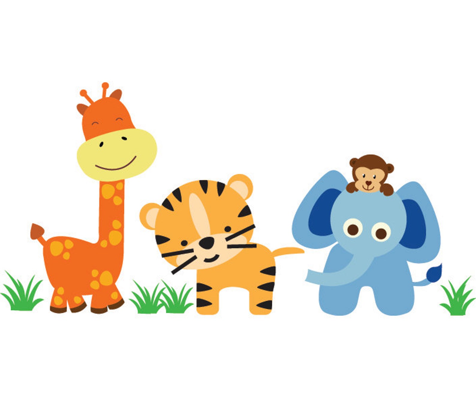 Childrens Jungle Animals Wall Decals PEEL and STICK Decal Etsy