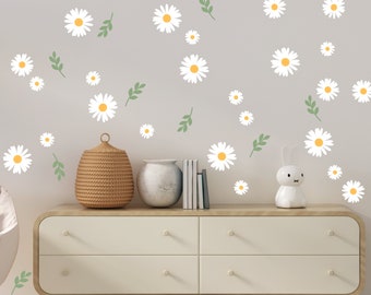 Daisy Wall Decals, Daisies Wall Stickers, Flower Decals, Pattern Wallpaper, Floral Decals, Wallpaper, Nursery Decal, Pattern Wallpaper Decal