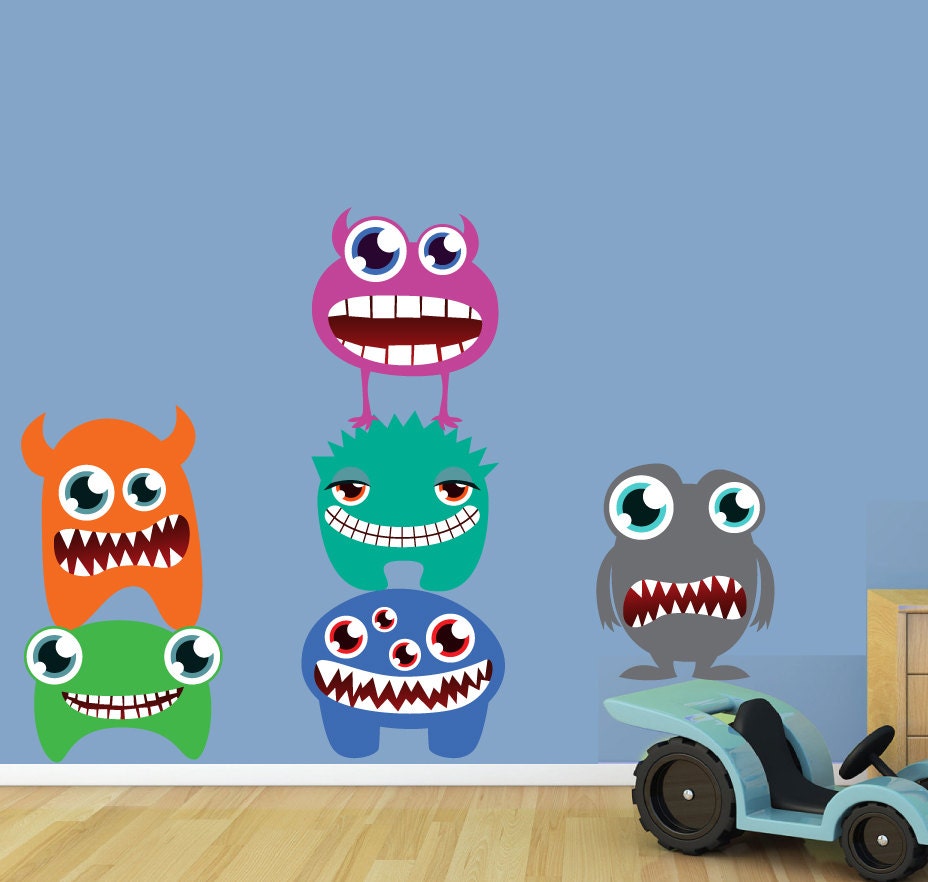 Monsters Wall Decal Reusable Childrens Fabric Wall Decal 344A Etsy