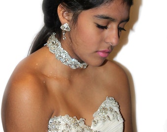 Choker Bridal  Necklace Swarovski Necklace Rhinestone Crystal Choker  Necklace, Bridal Neckdlace Statement Bridal Neckalce, Bridal Jewelry