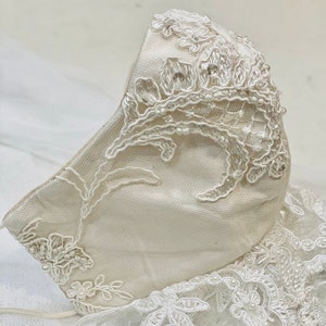 Bridal Lace Mask, Adjustable Mask, Embellished Mask, Face Mask, Cotton Face mask. Silk cotton mask, Bridal mask, Triple Layer Face Mask