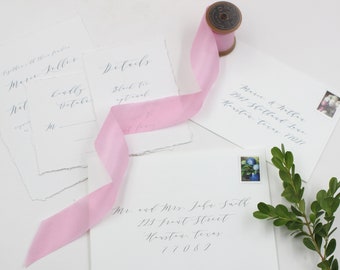 Pink Rose Silk Ribbon, Habotai ribbon, Wedding Bridal Bouquet, Styling Ribbon, bridal bouquet ribbon, Silk Ribbon, pink silk ribbon, ribbon