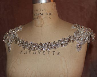 Shoulder necklace, Shoulder Jewelry, Silver Shoulder Necklace, Bridal Shoulder Necklace Jewelry, Shoulder Piece,  Crystal Bolero