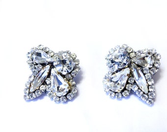 Vintage Beaded Stud Earrings, Bridal Stud Earrings, Swarovski Stud Earrings, Stud earring, Bridal Earrings. Vintage Jewelry, Old Hollywood