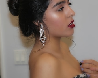 Kroonluchter Oorbellen, Strass Oorbellen, Vintage Oorbellen, Kristallen Oorbellen, Bruids oorbellen, Statement Oorbellen, Oude Hollywood, Swarovski