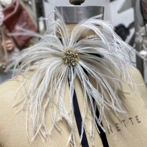 White ostrich feather choker, White Ostrich Feather Choker, Velvet wrap feather choker, White feather choker, Boudoir ostrich collar, Choker