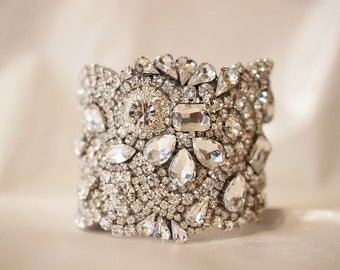 Crystal Cuff, Crystal Bracelet, Bridal Bracelet, Wedding Jewelry, Bridal Cuff. Classic Crystal Cuff, European Crystal cuff, Old Hollywood