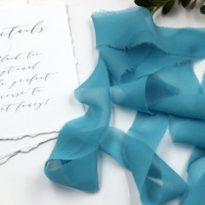 Teal Ribbon, Blue Silk Ribbon, Blue ribbon, Wedding Bridal Bouquet, Styling Ribbon, bridal bouquet ribbon, Floral Ribbon, Blue silk ribbon