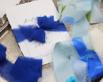 7 1/2 Yards, blaue Seidenband, blaues Band, Hochzeit Brautstrauß, Styling-Band, Brautstrauß Band, Blumenband, blaue Seidenband