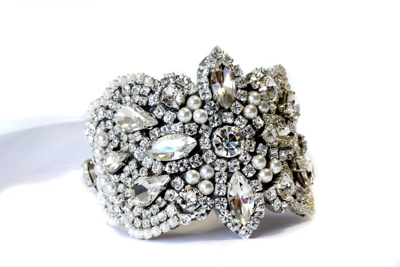 Crystal Bridal Sash Crystal Flower with Pearls Bridal Sash Etsy