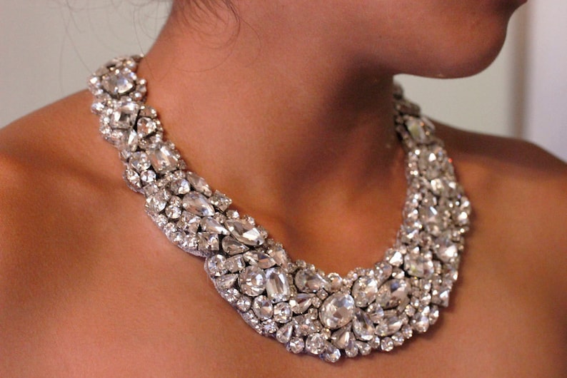 Classic Old Hollywood Rhinestone Crystal Necklace Fits Perfect On Your Neck image 1