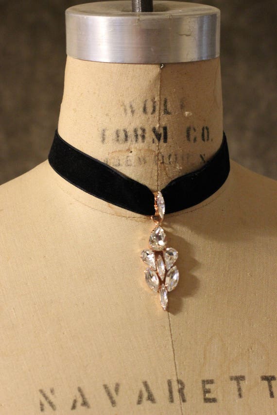 Gold choker. Rose Gold Choker, Choker, Black velvet bridal Choker, Diamond Choker, Crystal Choker, bridal Necklace, bridal jewelry, choker