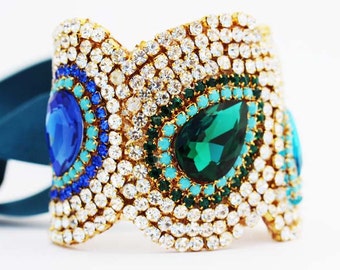 Unique Crystal Peacock Cuff Original to Couture Love