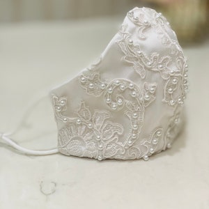 Bridal Lace Mask, Adjustable Mask, Embellished Mask, Face Mask, Cotton Face mask. Silk cotton mask, Bridal mask, Triple Layer Face Mask image 5