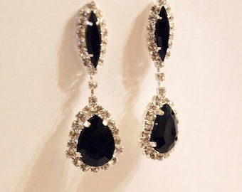 Sparkling Black Rhinestones Earrings