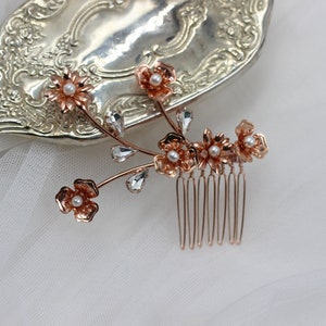 Rose Gold Hair comb, Crystal hair comb, Pearl comb, Rose gold bridal hair comb, Pearl Hair Comb, Bridal Hair Comb, Rose gold hair piece