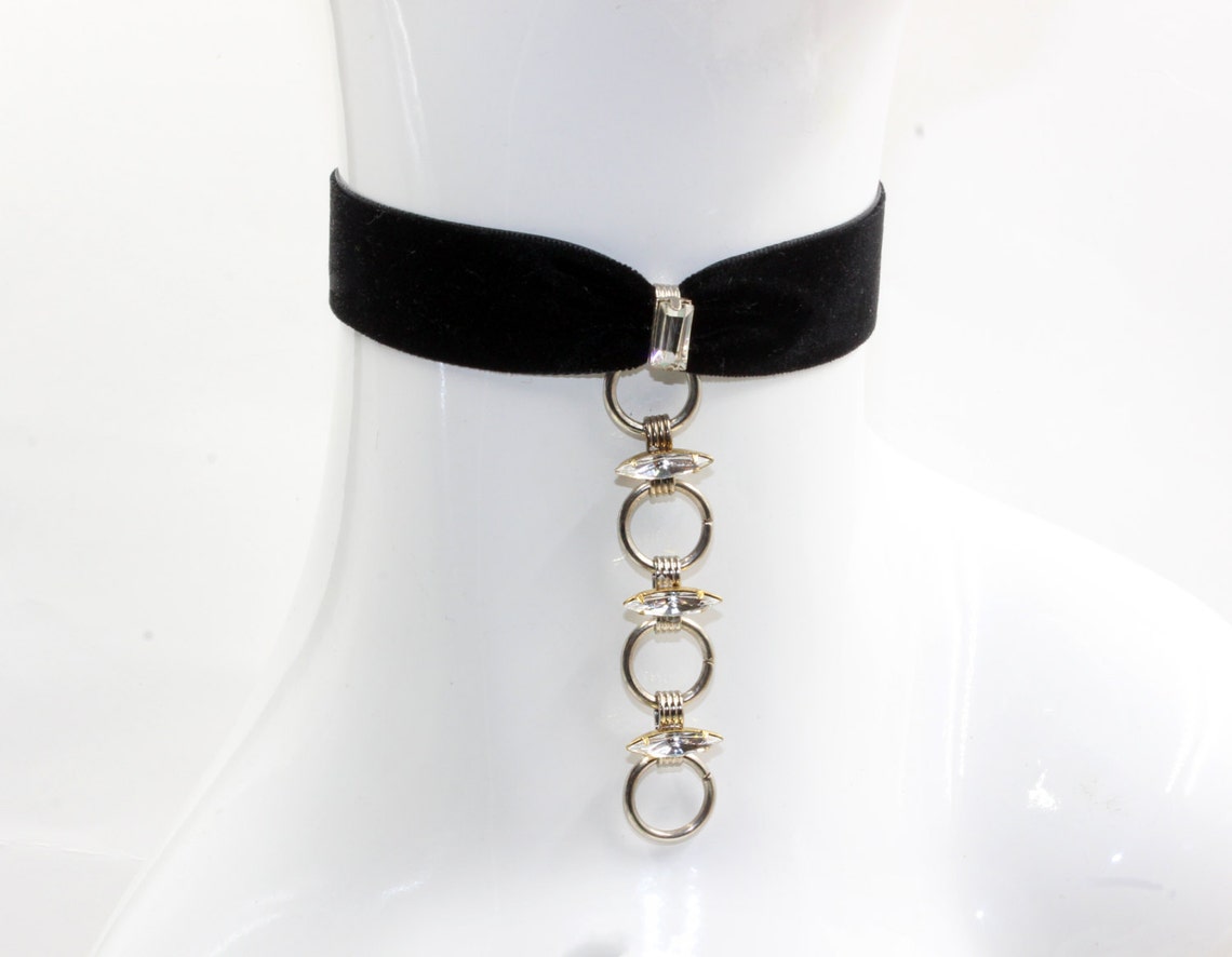 Modern Choker Black Velvet Bridal Choker Diamond Choker Etsy