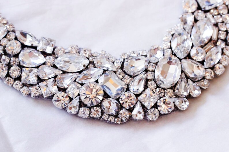 Classic Old Hollywood Rhinestone Crystal Necklace Fits Perfect On Your Neck image 3
