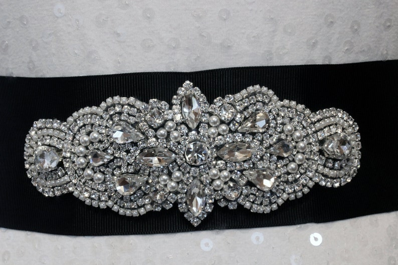 Crystal Bridal Sash Crystal Flower with Pearls Bridal Sash Etsy