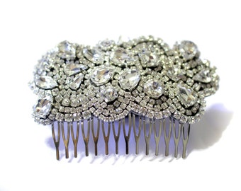 Vintage Crystal Rhinestone Hair Piece - Peine para el cabello