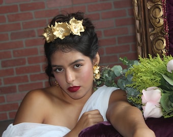 Flower Headband, Floral Headband, Gold Bridal Headband, Headband, Rose Gold Headband, Wedding Headpiece, Bridal Head Piece, Hair Jewelry,