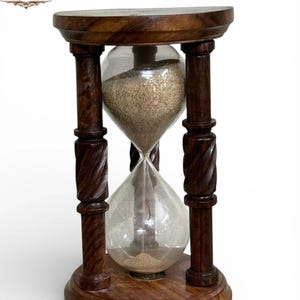 Clessidra in legno personalizzata, decorazione rustica per scrivania, opzioni da 5 o 60 minuti