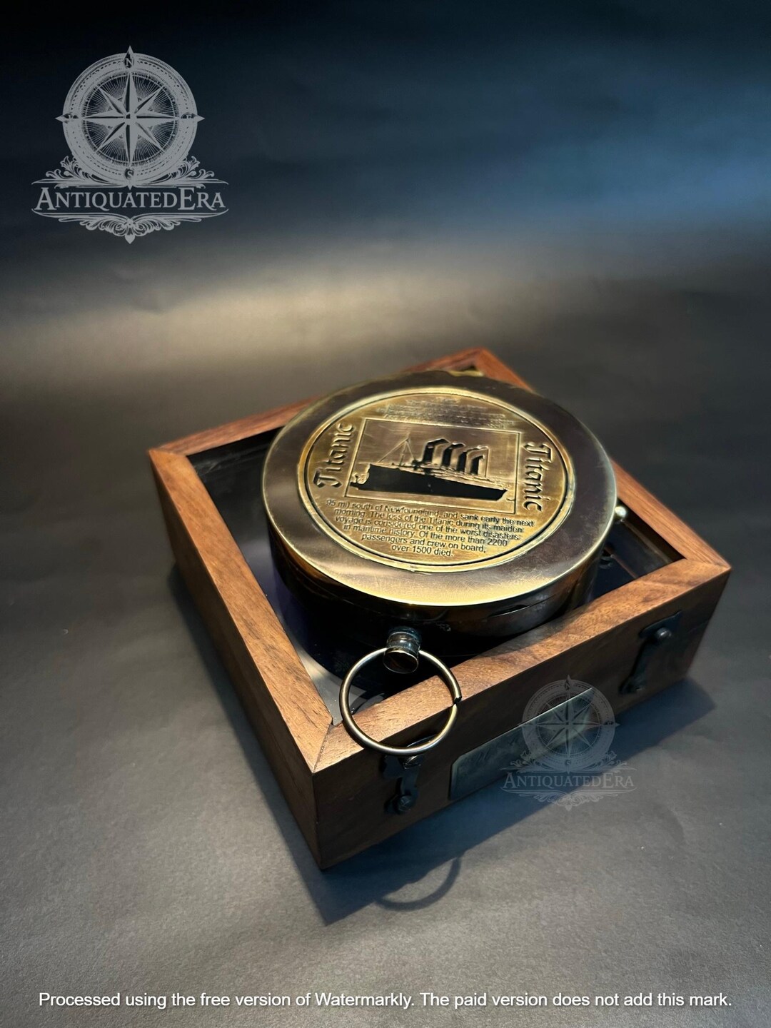 Nautical Brass Compass – Titanic Engraved Vintage Maritime Collectible ...