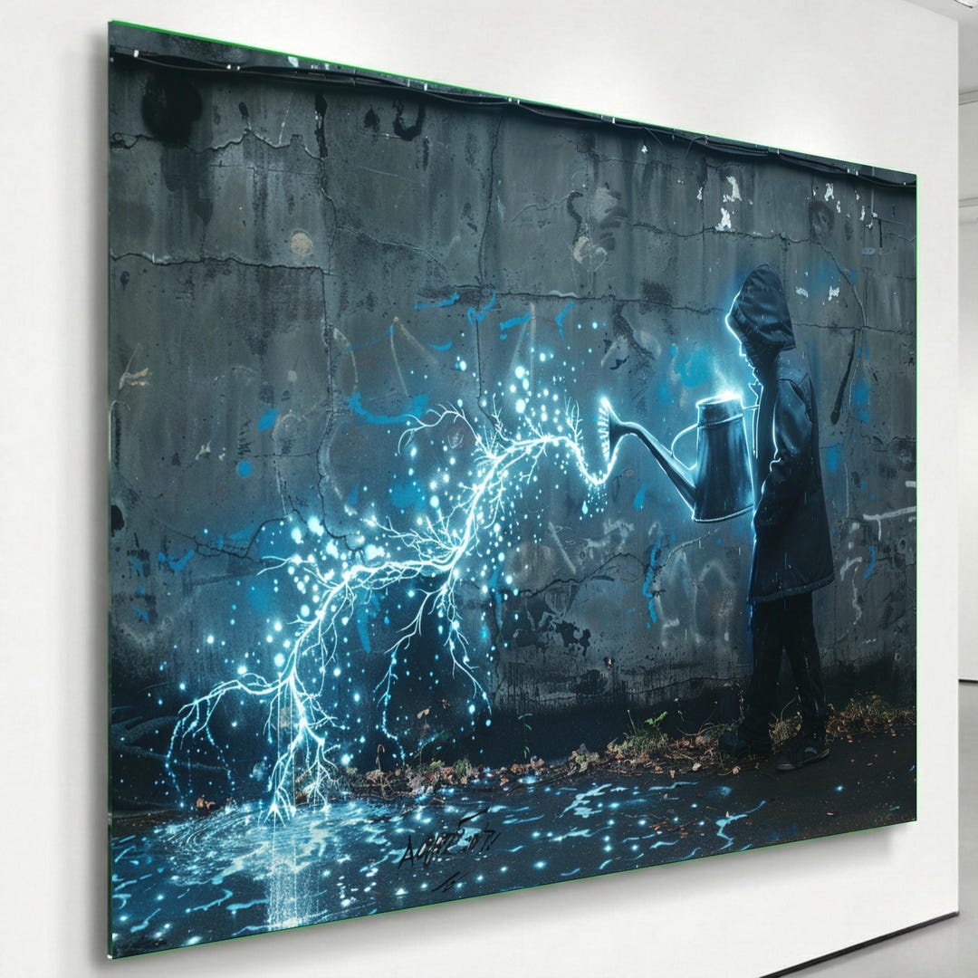 Energy Wall Graphics Electric Growth Glass Wall Art, Energy Street Art, Tempered Glass Wall ...