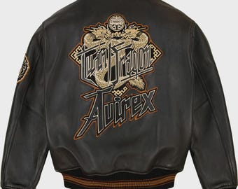 Men's Avirex Genuine Leather Bomber Jacket: Classic American Flight Style