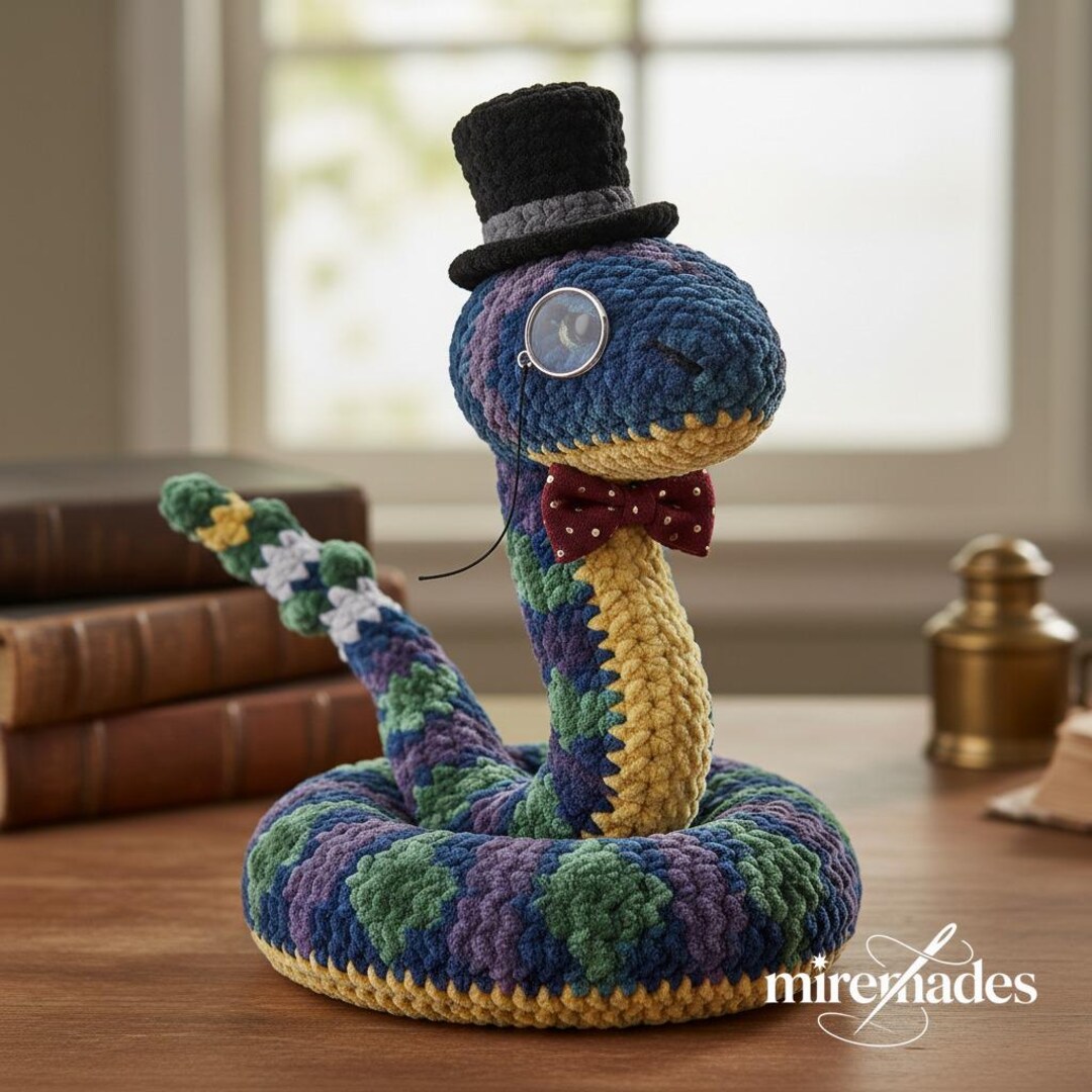 Dapper Snake Gentleman Rattlesnake Crochet Pattern | Dapper Victorian Amigurumi With ...