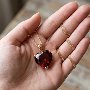 Lab Grown Ruby Heart Pendant Necklace,