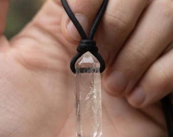 Natural Clear Quartz Crystal Point Pendant Necklace, Minimalist Gemstone Jewelry